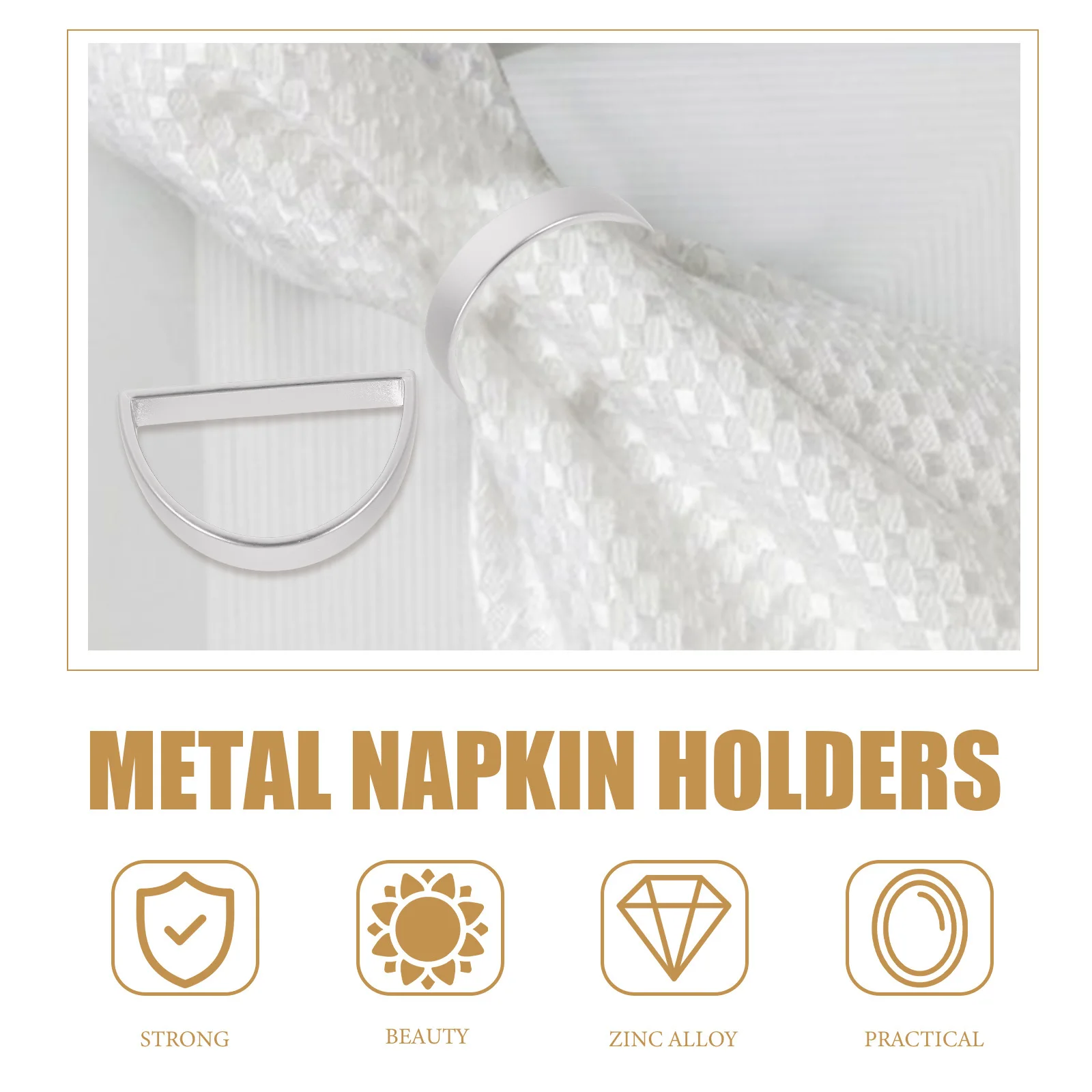 

6Pcs Napkin Rings Zinc Alloy Metal Decorative Napkin Holder Buckle for Wedding Party Dining Table Table Decoration