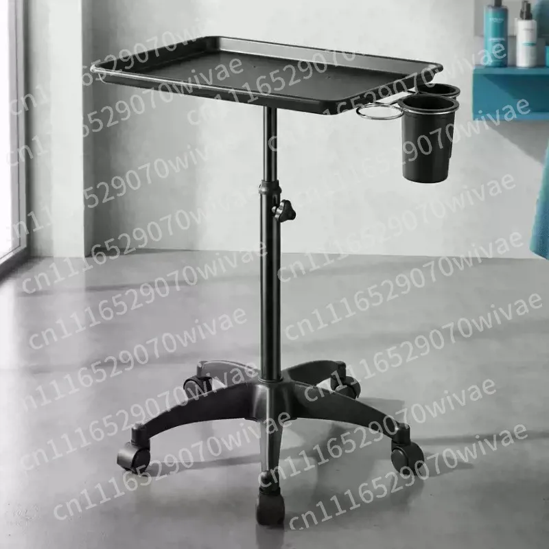 Height‑Adjustable Rolling Salon Trolley Cart, Mobile Tool Storage Rack for Beauty Salon Use
