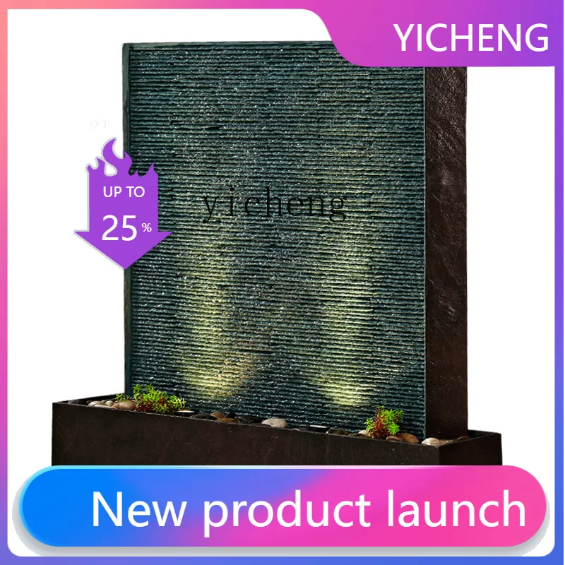 LYY Chinese water curtain wall flowing water fountain screen ornament hotel company office villa courtyard rockery