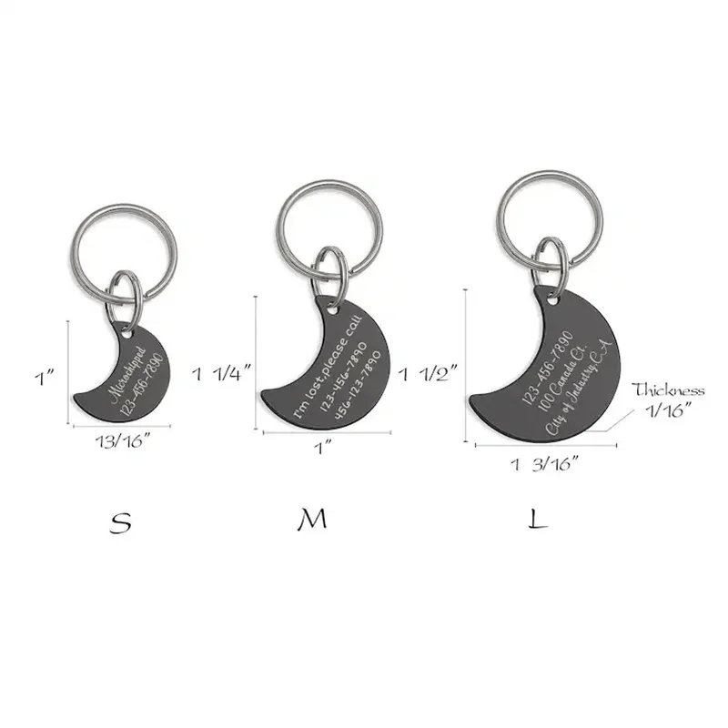 Personalized Moon Pet ID Tags Woods and Stars Dog Cat Tag Custom Name Number Dog ID Collar for Puppy Kitten Pet Accessories