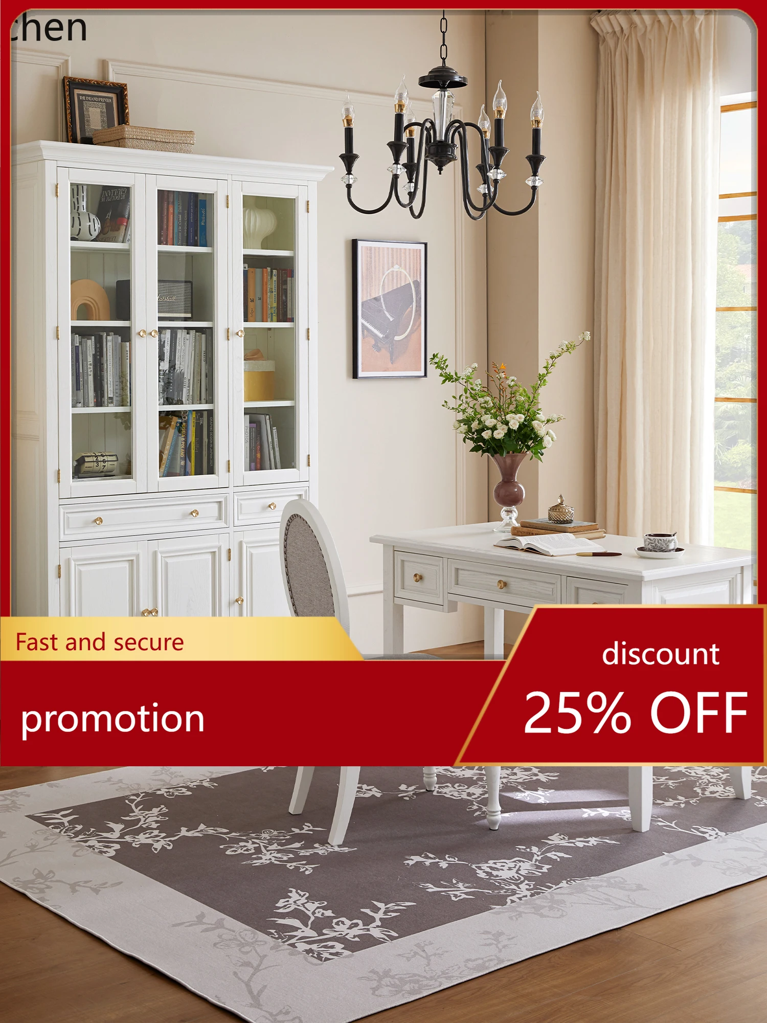 CZ1 Solid Wood Desk French Minimalist Computer Desk All Natural Wood Home Furniture