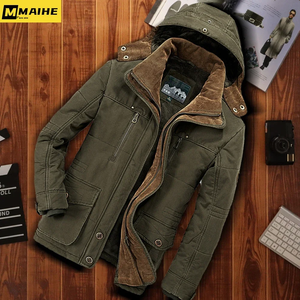 Winter Jacket Men Thicken Hooded Parka army green Jacket Winter Cold Weather Keep Warm Overcoat Men Plus Size Jacket and Coats 6