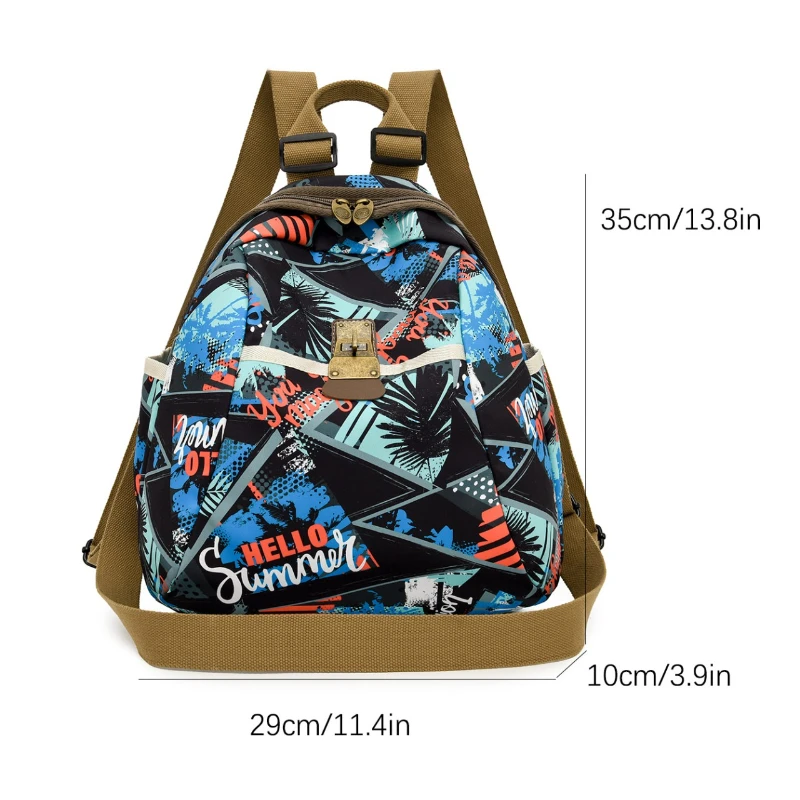 Moda feminina mochila vintage pinha impressão náilon daypack viagem caminhadas saco casual marrom mochila escolar para meninas presente