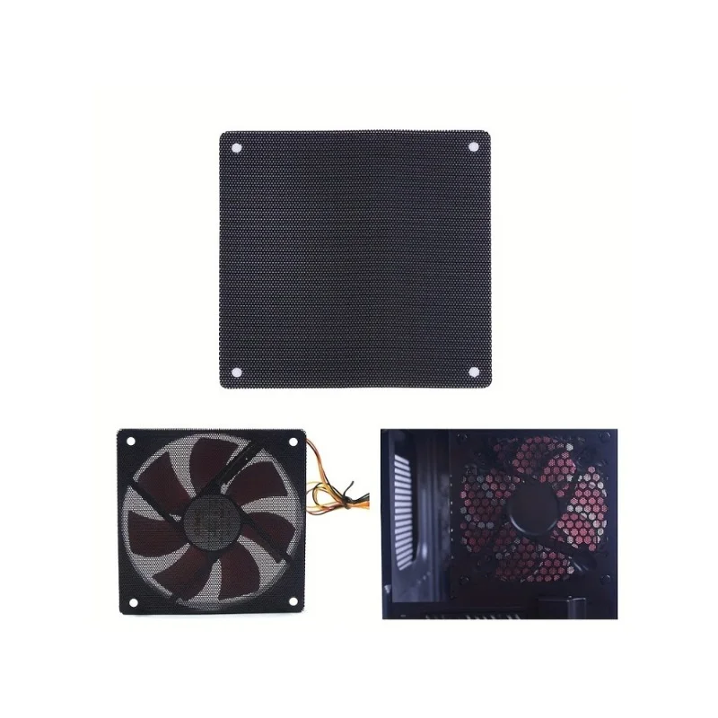 120mm Black PVC PC Cooling Fan Dustproof Mesh Cover with Filter - blocks dust, protects fans & equipment, ensures cooling system