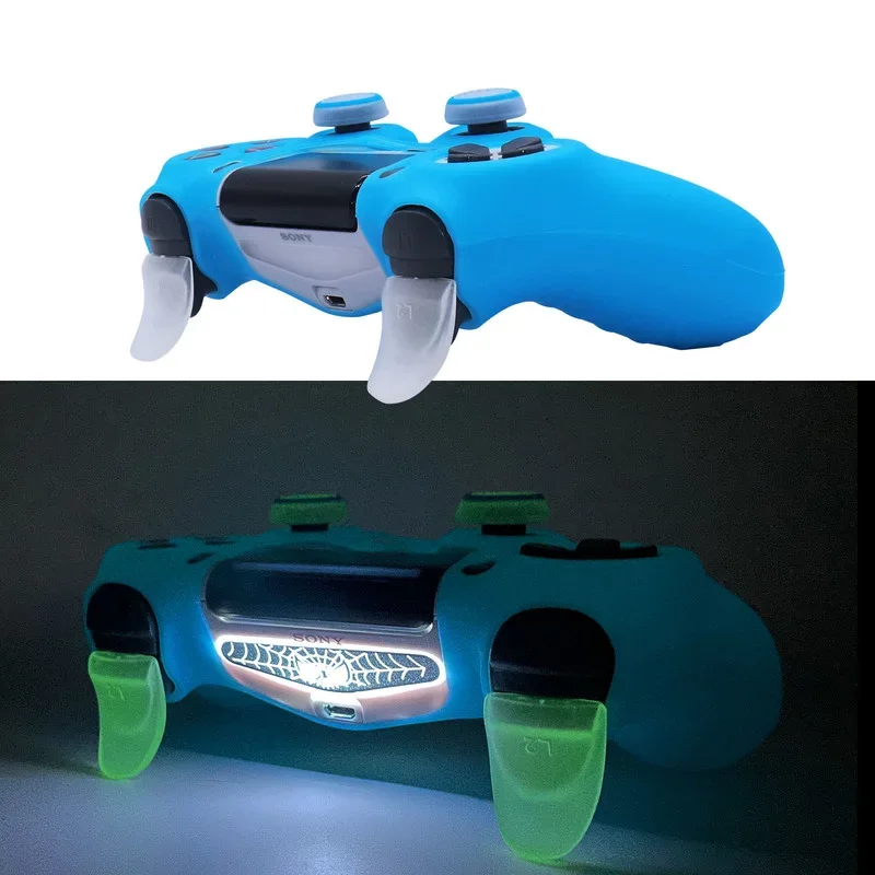 Glow in Dark Games Accessories Gamepad Joystick Case Cover  for PS4 Soft Silicon Case for PlayStation 4 Controller Skin Case