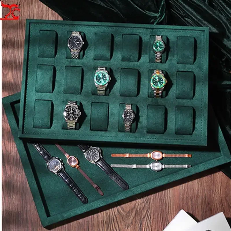 Double Layer Watch Storage Display Tray 18 Seat Watch Storage Box Wooden Watch Packaging Box Manufacturer Customized Logo Dial