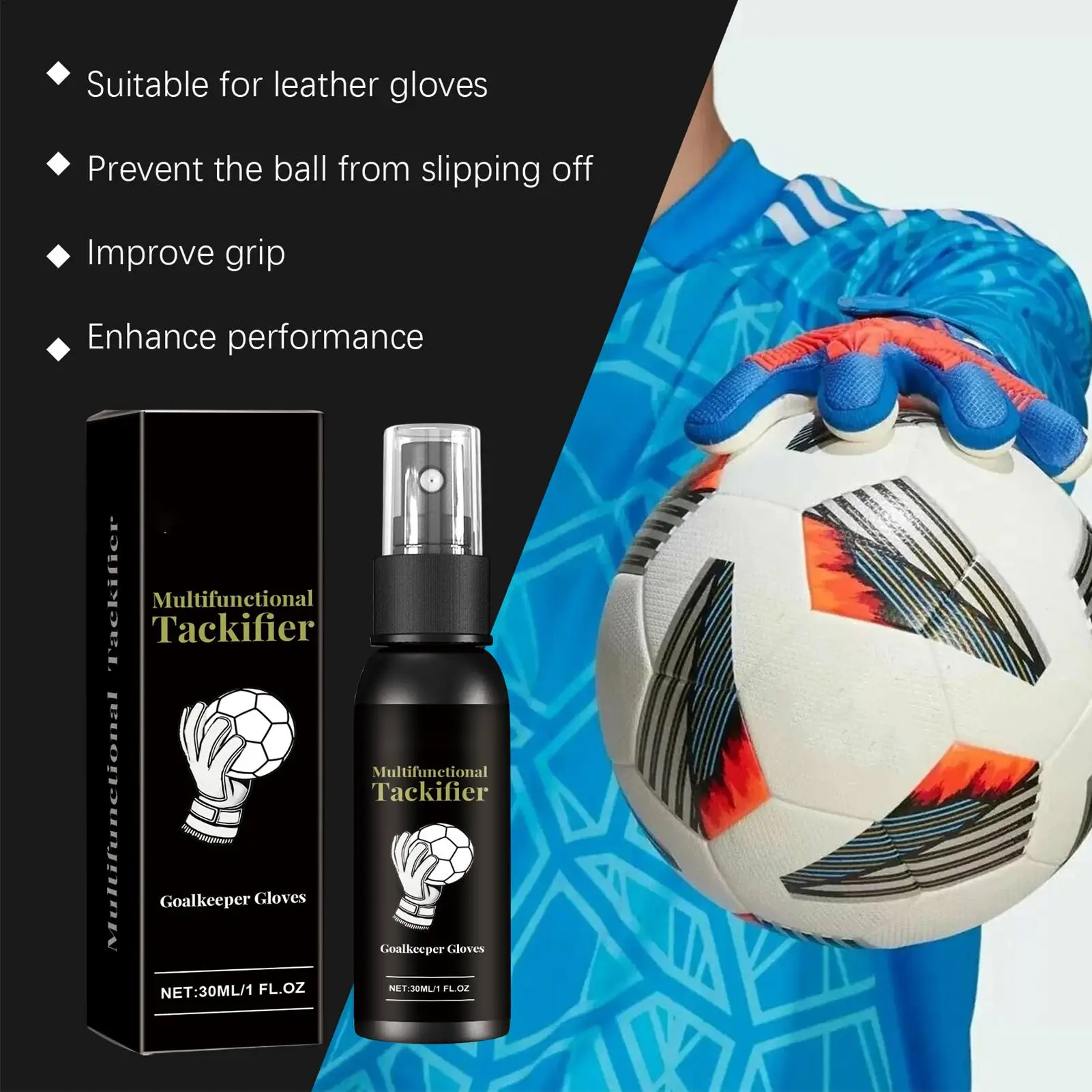 30ml Grip Spray for Football Gloves Safe Goalkeeper Gloves Spray Gloves Wash & Enhancer Football Protective Glove Grip Spray