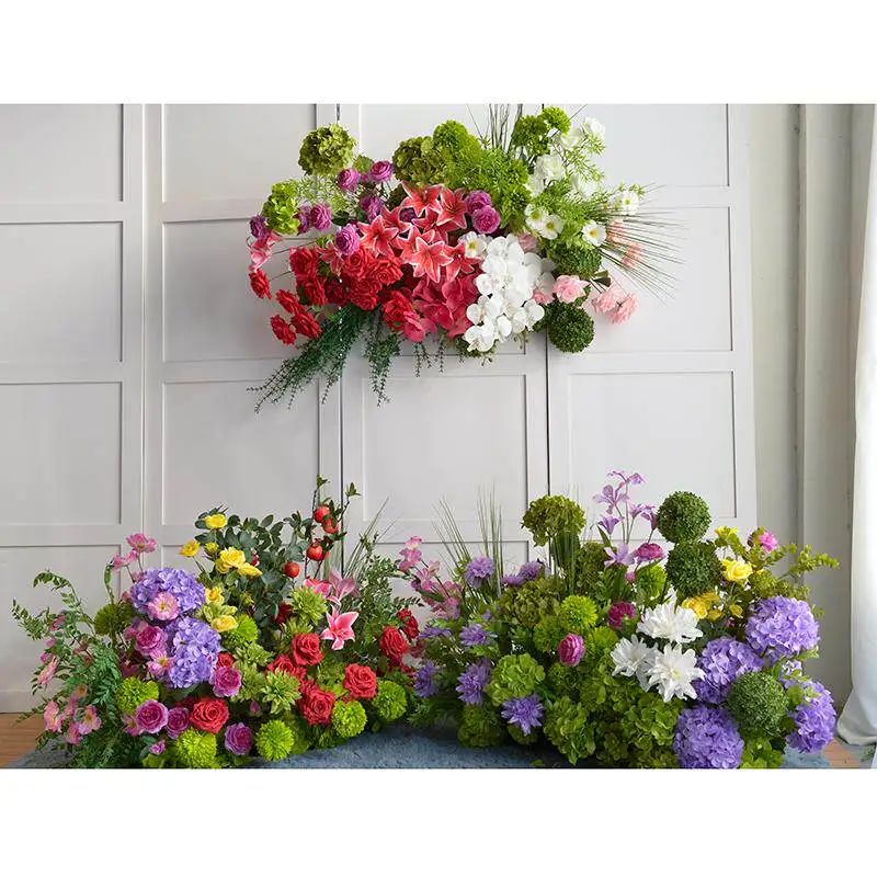 

Wedding floral arrangements, finished product decoration, aisle markers, Monet Garden theme for weddings