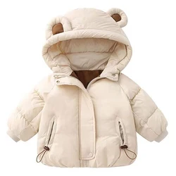 New Baby Boys Girls Cute Bear Ear Winter Warm Jacket Coat Toddler Kids Thick Hoodied Snowwear Outrtwear Children Clothing 1-7y