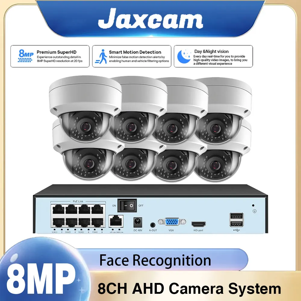

8MP 4K 8CH NVR комплект POE камера безопасности аудиозапись Крытый и открытый антивандальный комплект видеонаблюдения