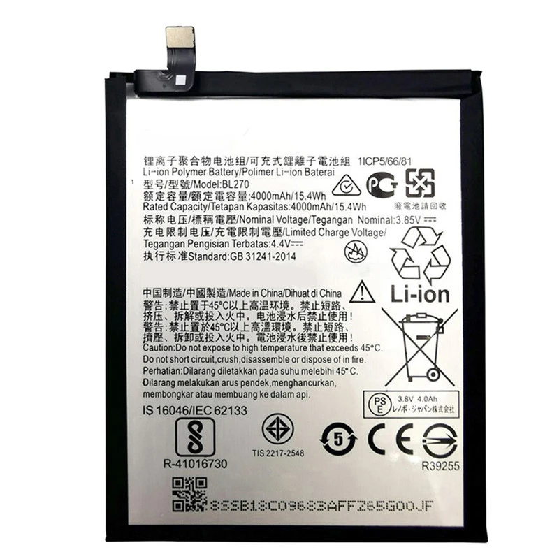 2026 Years 100% 4000mAh BL270 Battery For Lenovo K6 K8 Note K53a48 Vibe K6 Plus G Plus G5 Plus G6 Play XT1922 battery