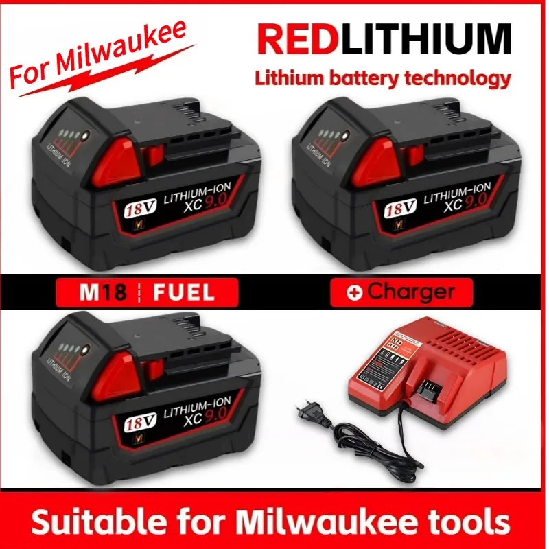 

For Milwaukee M18 9000mAh Battery 18V Li-Ion M18B5 48-11-1860 48-11-1850 48-11-1840 48-11-1830 48-11-1820 Replacement Battery