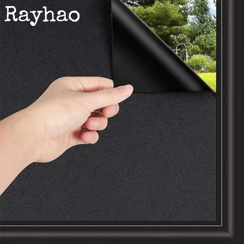 Opaque Blackout Window Sticker Static Cling Full Shading Sun-proof PVC Frosted Dark Tint Film Privacy Protection Window Covering