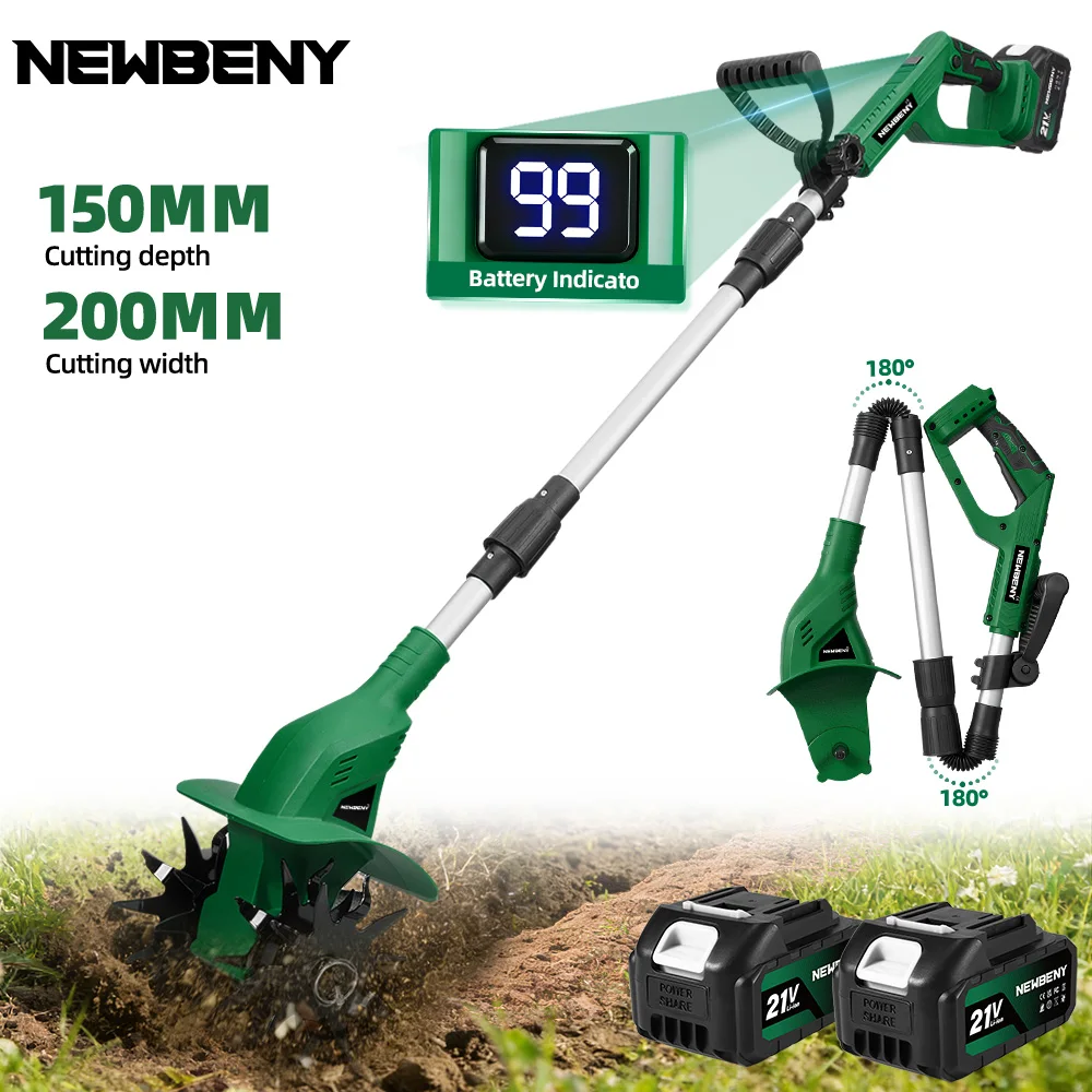 NEWBENY Elektrische Bodenfräse Gartenfräse Akku-Kultivator Gartenwerkzeug für Makita 21V Akku