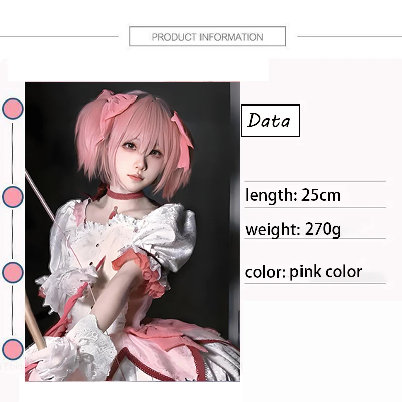 Madoka Kaname Cosplay Perücke Hohe Qualität Rosa Kurze Clip Pferdeschwänze Synthetische Haar Party Anime Cosplay Perücken