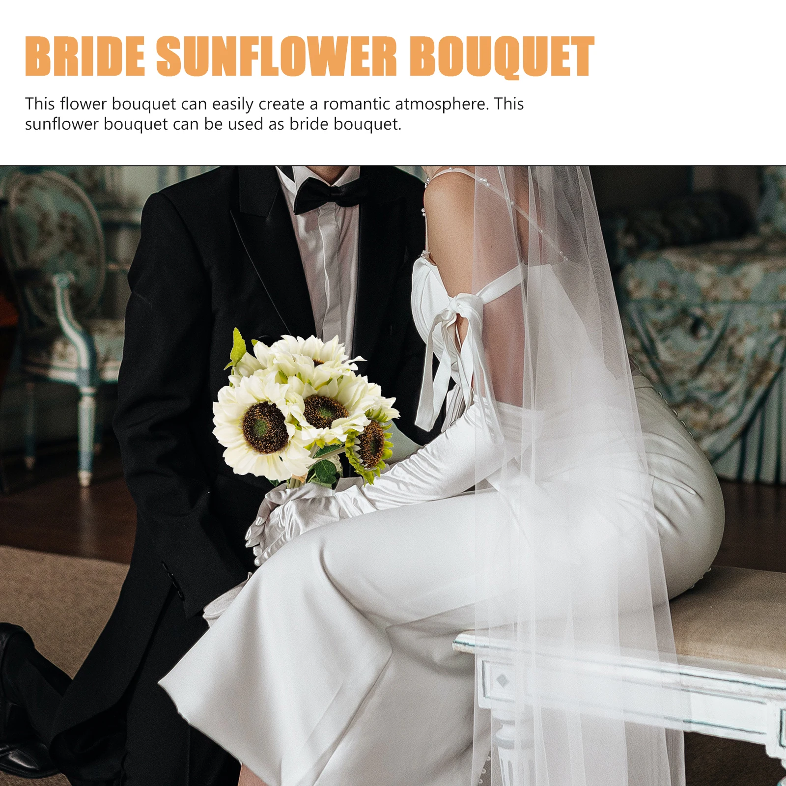 

Simulated Sunflower Bouquet Yellow Artificial Wedding Bride Party Supplies Decorative Bridesmaid Bridal Accessories Flower Stem
