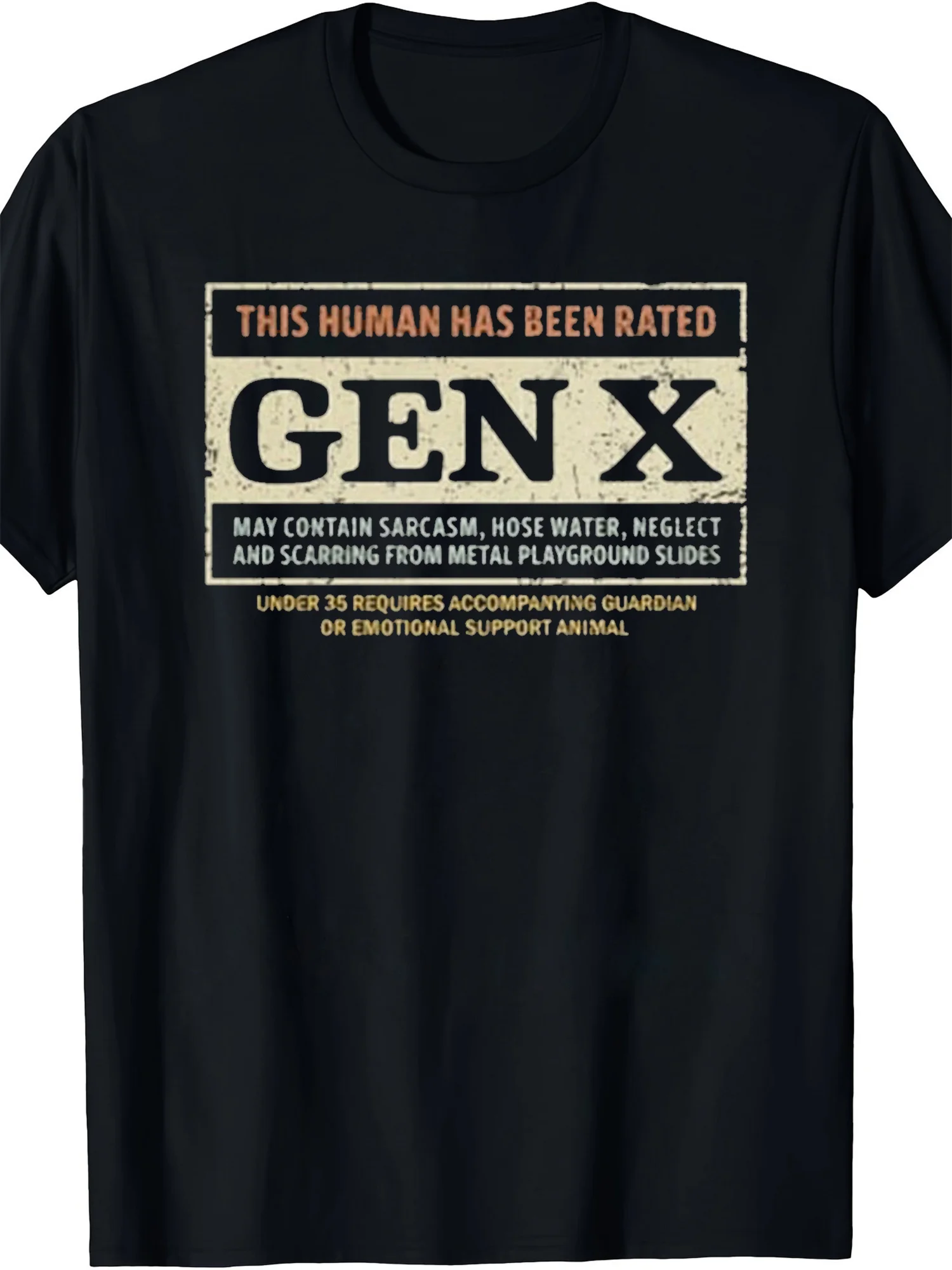 2026 Men's Gen X Rated Graphic T-Shirt - Funny Birthday Warning Text, Heavy-Duty 100% Cotton Loose Fit Tee, Sarcastic Gen X Humo