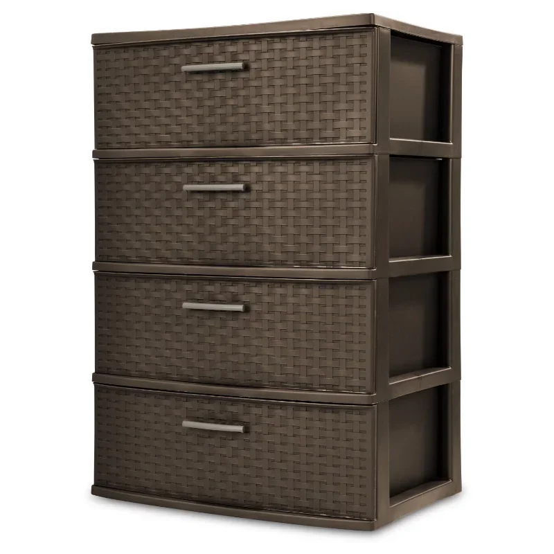 

4 Drawer Wide Weave Tower Espresso storage drawers kitchen drawer organizer under desk drawer