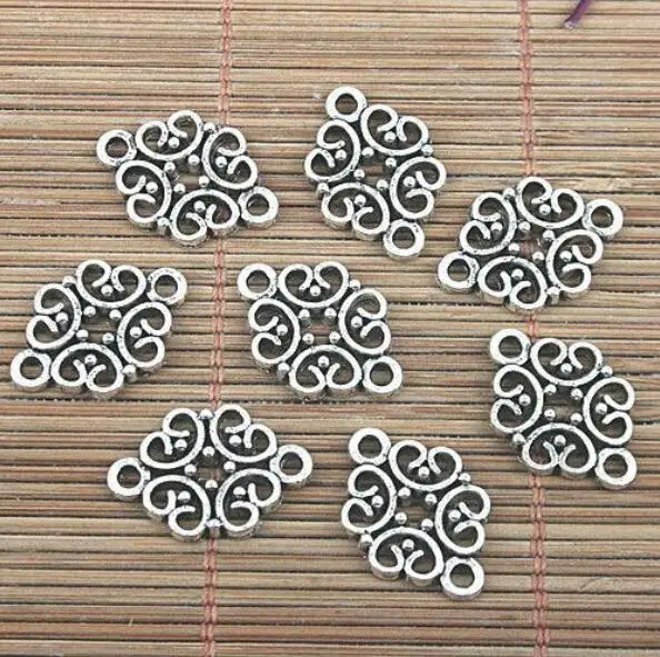 20pcs 12*19mm tibetan silver color hollow flower design connector G1870-1