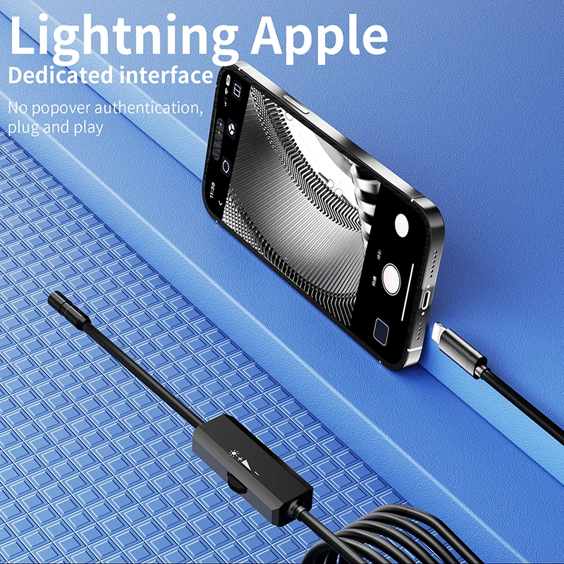 GUANMOU Endoscope Camera 2.0MP HD Borescope with 8 Adjustable LED Lights 8mm Inspection Camera Supports IOS System