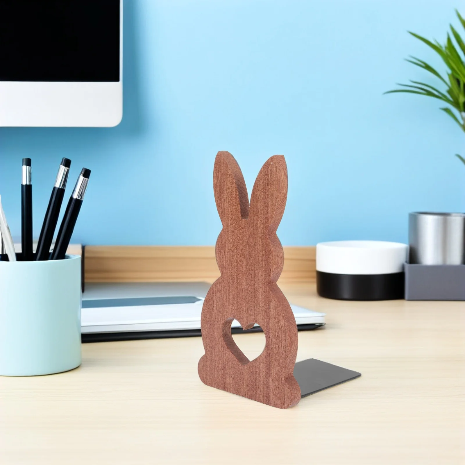 

2Pcs Cute Bunny Bookends for Desk Wood Book Holder Stand Childrens Bookends Nursery Room Decor Bookend Supports for Textbooks