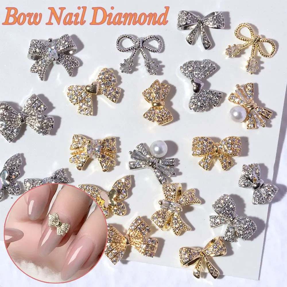 Shiny Crystal Charms Pearl Glass Stone Butterfly Nail Jewelry Manicure Tools DIY Nail Art Decorations Bow Nail Rhinestones