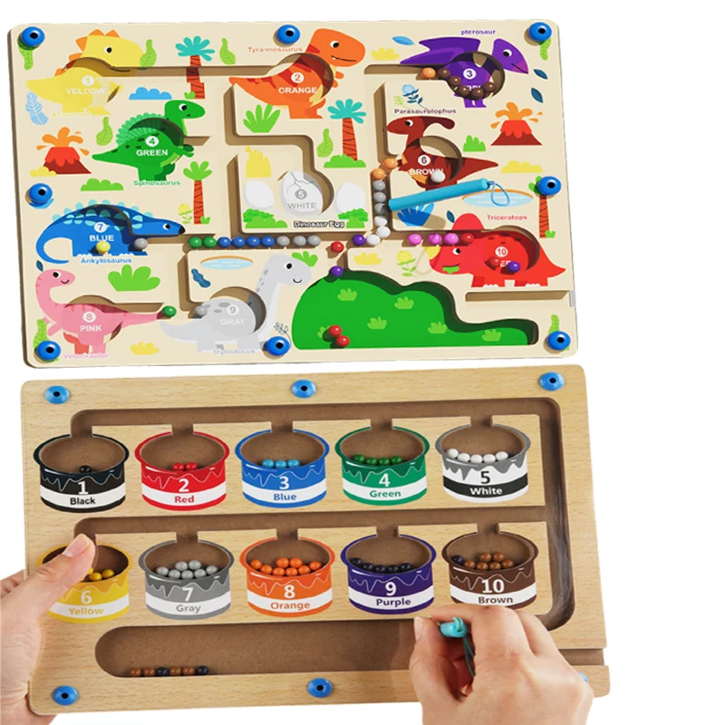 Magnetic Maze Toys For Kids Montessori wood Color Sorting Counting Board giocattoli educativi sensoriali penna Moving Ball puzzle Game