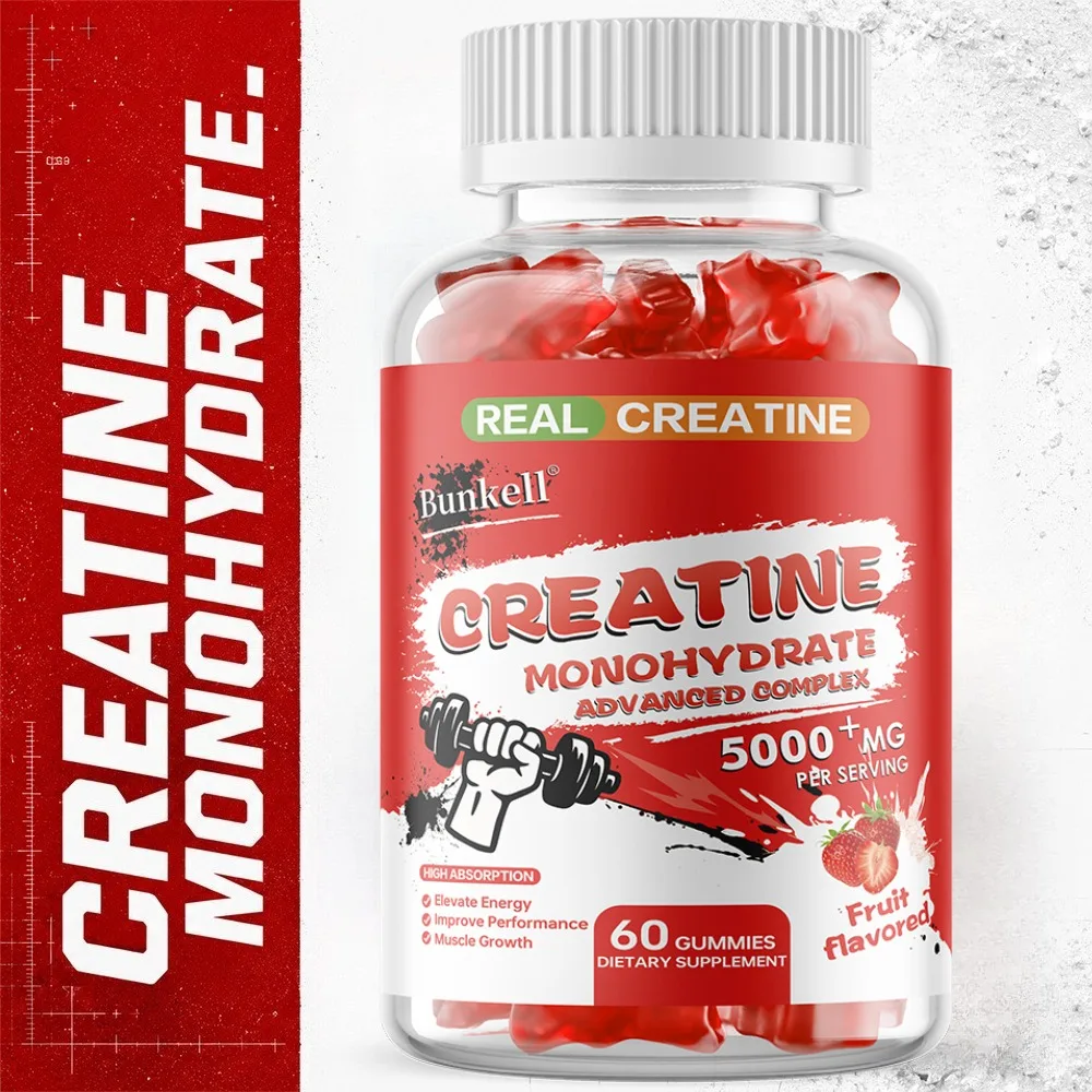 Creatine Monohydrate Gummies, Muscle Builder & Pre Workout Supplement, Energy Boost, Recovery Support