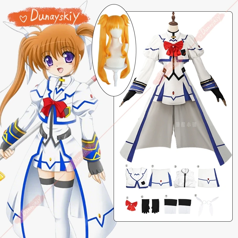 

Anime Magical Girl Lyrical Nanoha Cosplay Costume Combat Sailor Suit Set Roleplaying Wig Prop Suits Halloween Women's Uniform