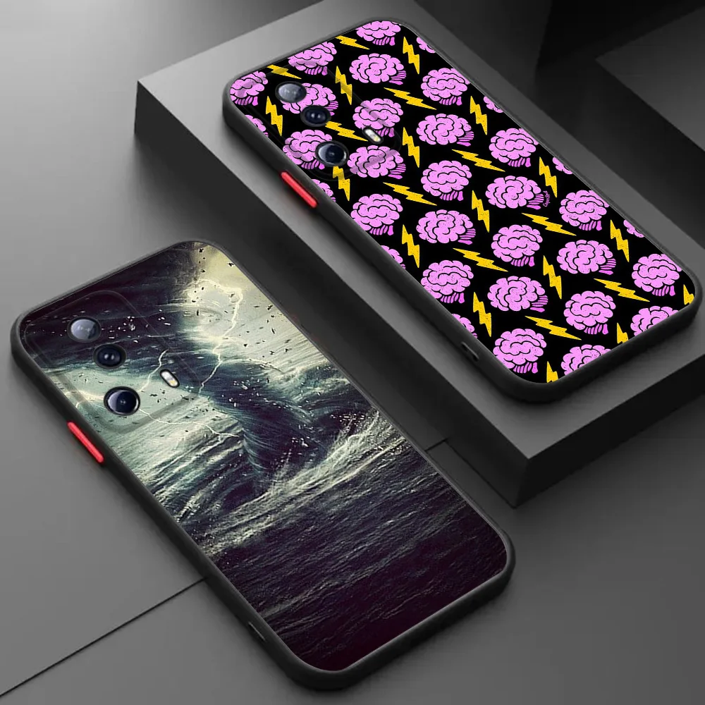 Skin Feel Translucent Phone Case For Redmi 9A Note 10 C 9 t 8 7 10a 10s A1 A2 9s Xiaomi 9T 10T Colorful Tornado Lightning Cover