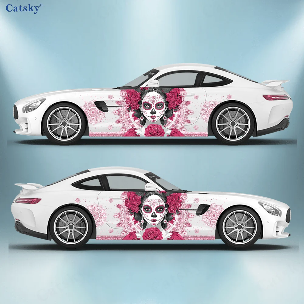 Skull woman sticker with mandala pattern splash before, suitable for cars and trucks, durable, fade resistant, easy to install a view 4