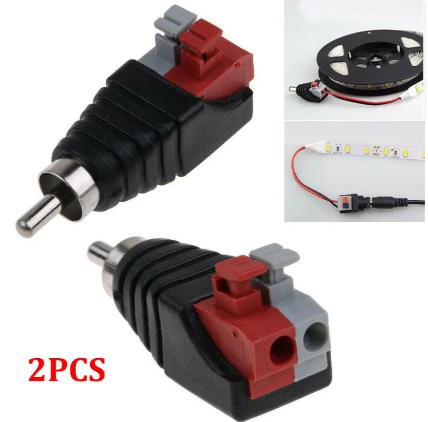 For RCA Male Connector 2pcs Speaker Wire A/V Cable To Audio Male Connector Adapter Press Signal Line, Audio Line Conversion Line