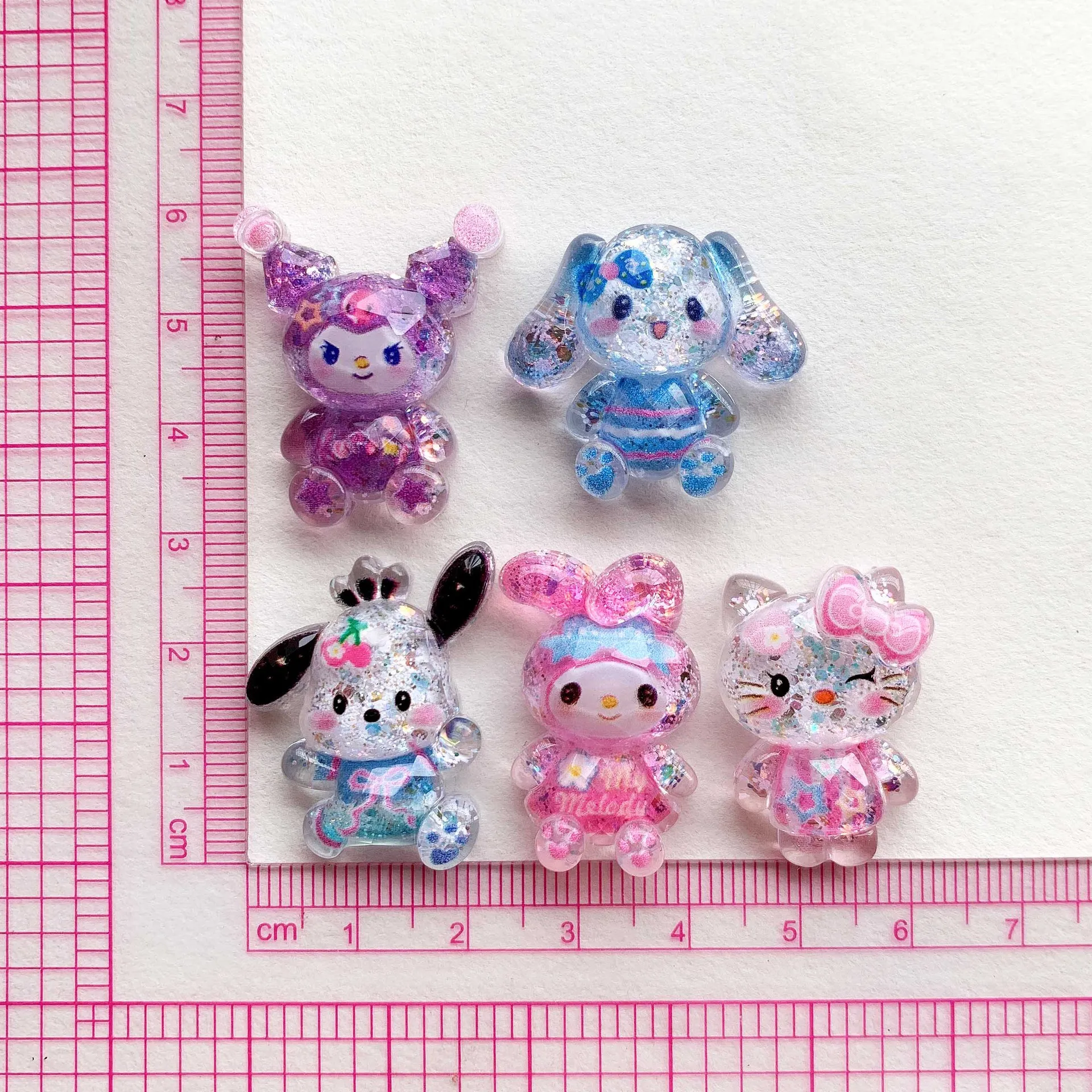 Cute Cartoon Glitter Sanrio Series KT Cat Melody Flat Back Resin Cabochons Scrapbooking DIY Jewelry Craft Decoration