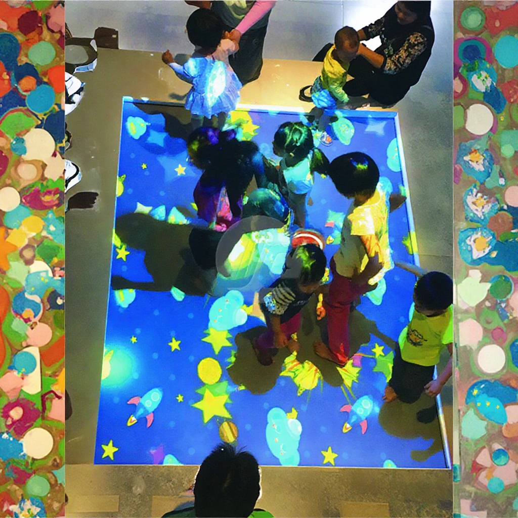 Indoor Wooden Interactive Projection Games Trampoline For Kids Amusement Park Theme Park Educational Model Projector