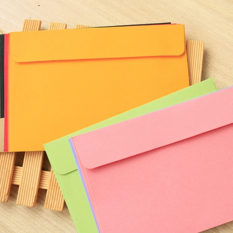 Pack of 10 Colorful Vintage Envelopes Retro Kraft Paper Envelope 6\'\' 4\'\' for A6 Papers 6\'\' Photos Wedding Baby Shower