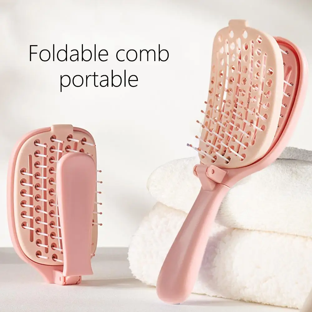 Foldable Hair Brush Quick Dry Hollow Vent Scalp Massage Comb Portable Travel Styling Brush
