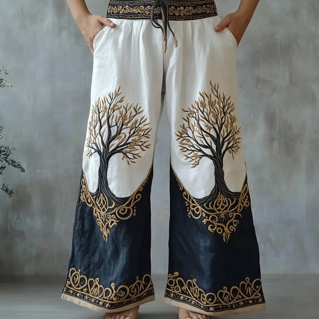 

Мужские повседневные прямые брюки с 3D принтом «Древо жизни» в стиле ретро викингов с кельтским узлом «Древо жизни» на шнурке