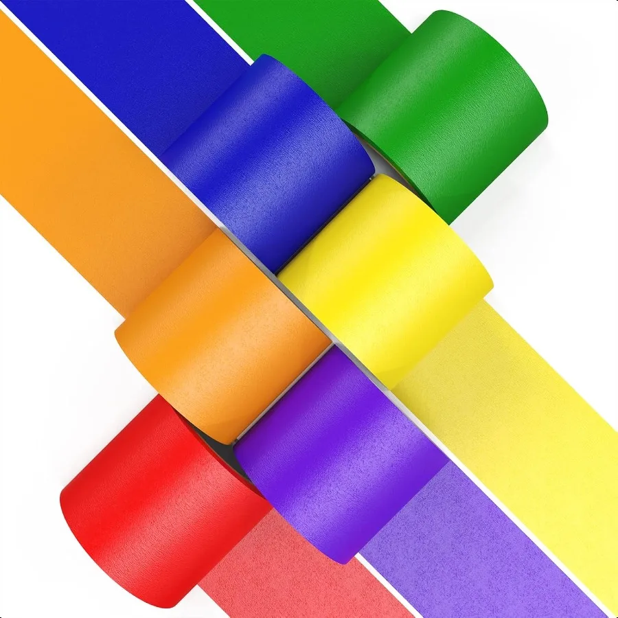 

Цветная малярная лента Толстая цветная лента художника для 6 рулонов шириной 2 дюйма x 10 ярдов каждого цвета красочной бумаги Радужные цвета для
