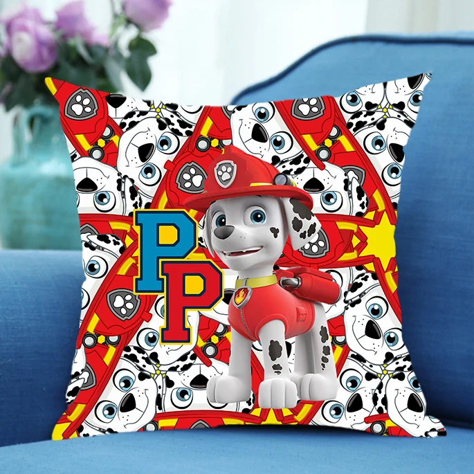 45x45cm Paw Patrol 스퀘어 복숭아 피부 벨벳 베개 케이스 Kawaii Chase Skye 쿠션 커버 침실 침대 장식 부드러운 베개 케이스