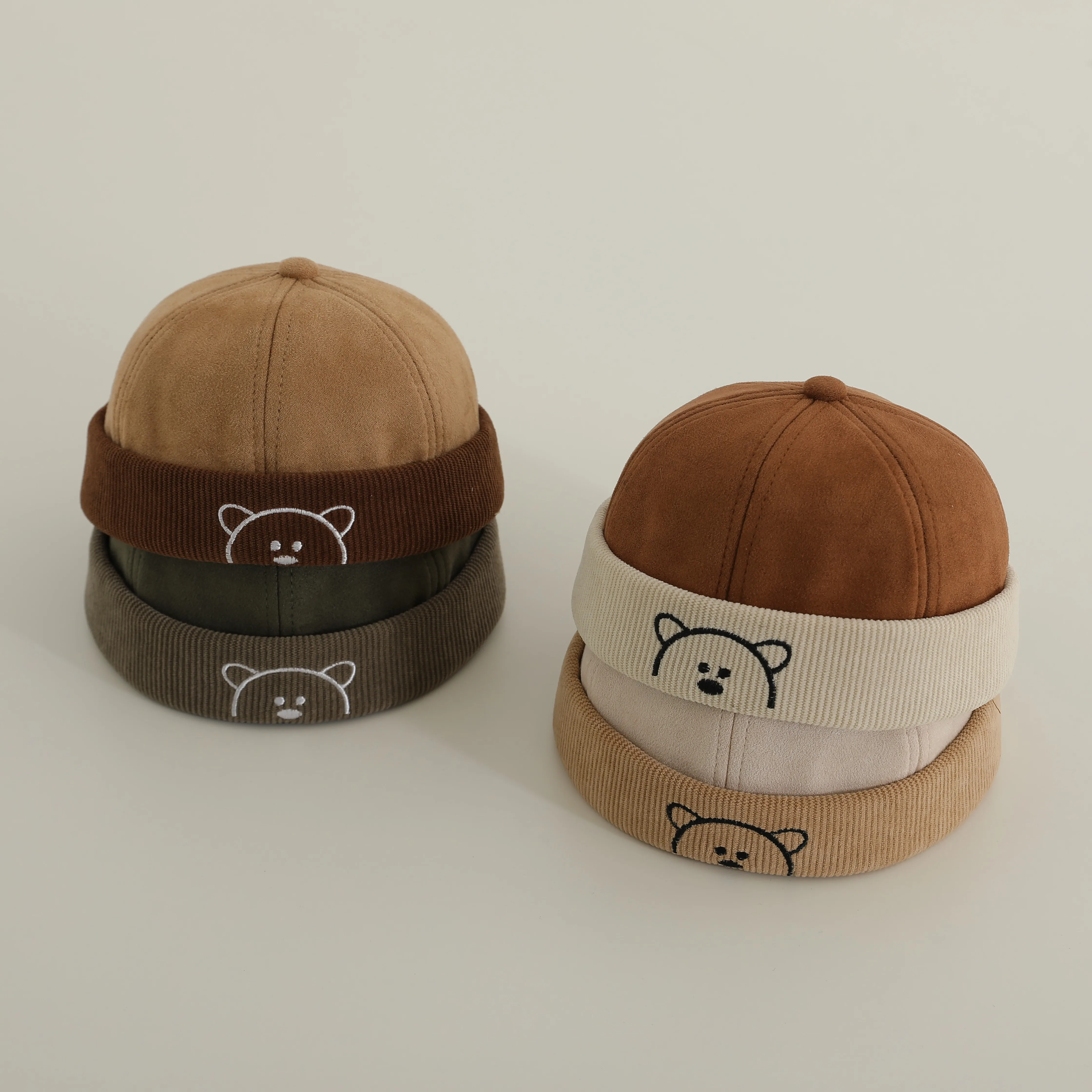 Korean Baby Adjustable Landlord Hats Boy Girl Hip Hop Docker Cap Solid Color Brimless Hats Fashion Children Melon Caps