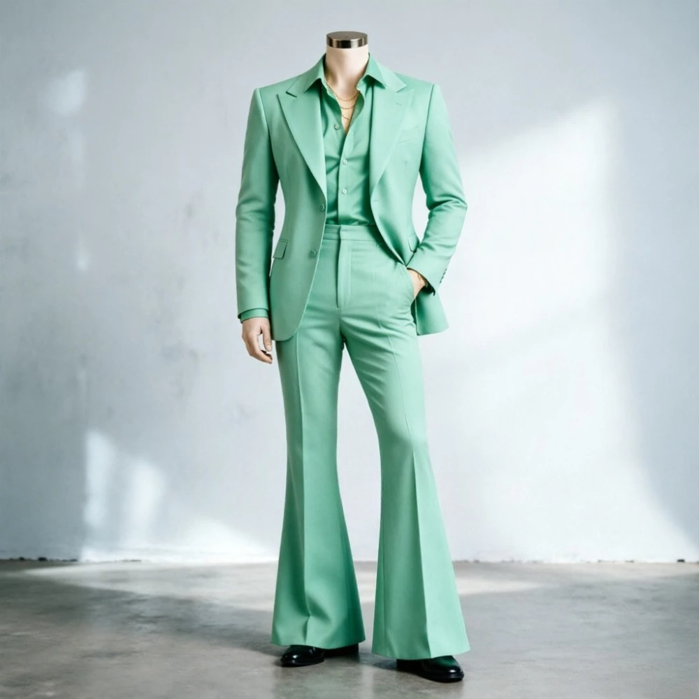 Slim Fit Men Suits With Wide Leg Pants Men Elegant Flared Leg Suit Set Office Wear Blazer for Formal Event Wedding Guest Prom