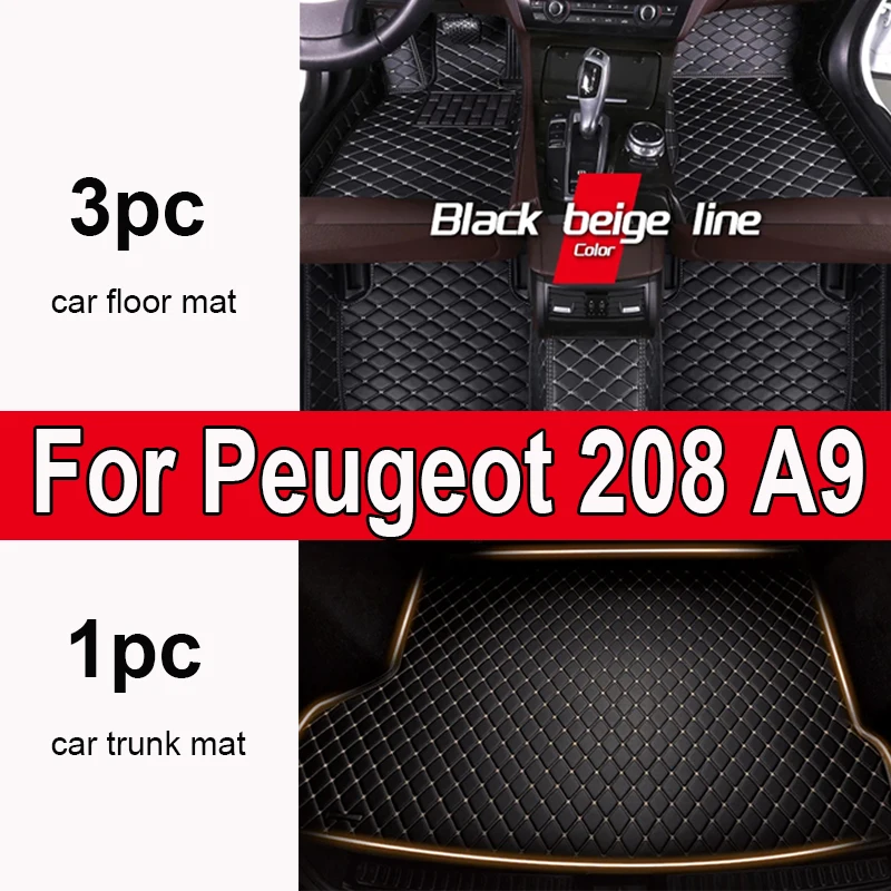 

Custom Automotive Car Floor Mats For Peugeot 208 A9 2012 2013 2014 2015 Auto Luxury Leather Men Women Car Mats Full Coverage