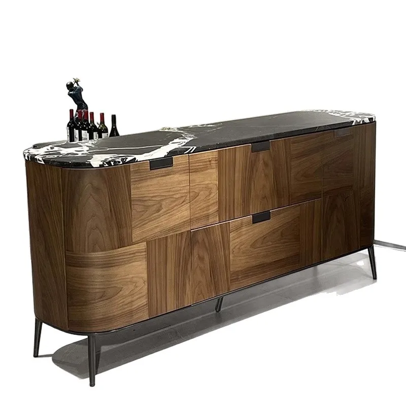 

Walnut sideboard, Nordic Japanese living room, light luxury solid wood wine cabinet, simple modern storage cabinet