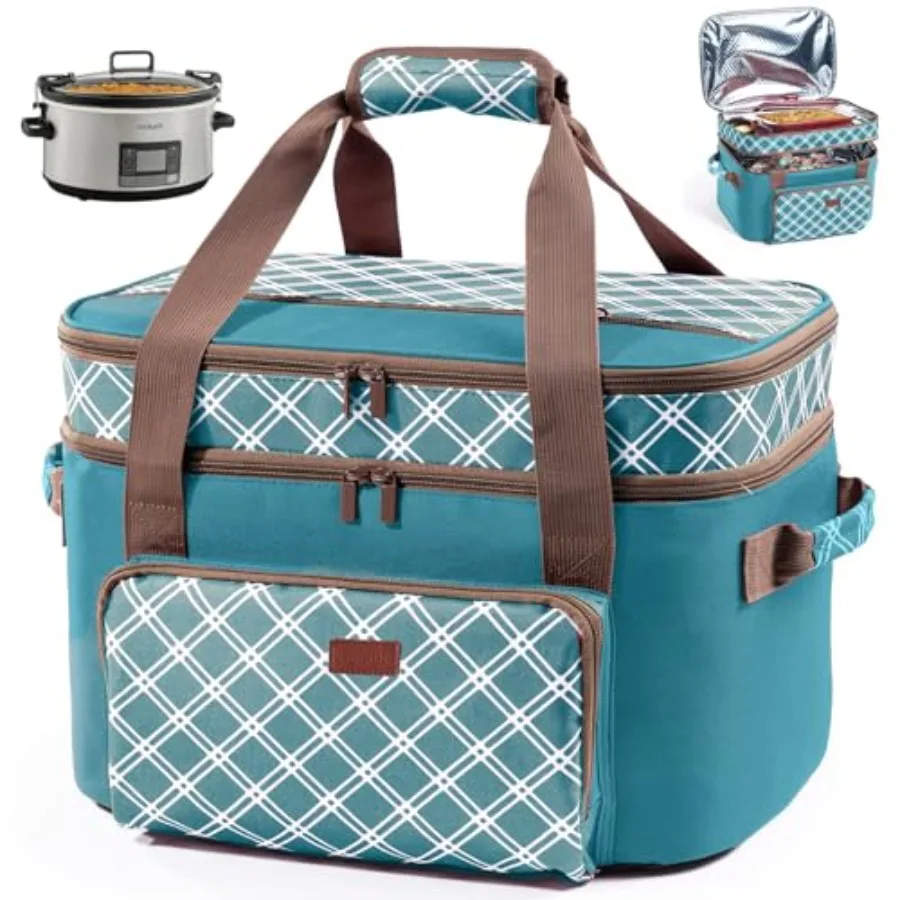 

Double Layer Slow Cooker Carrier Bag Fits 6 8 Qt Oval Slow Cooker Compatible with CrockPot and Hamilton Beach Insulated Travel
