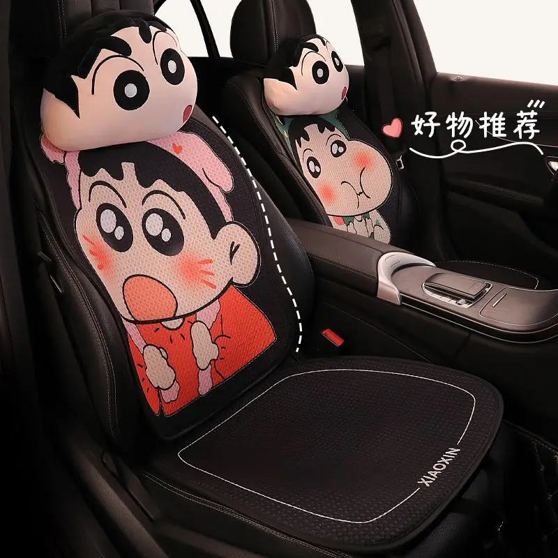 

New Crayon Shin-Chan Cartoon Couple Style Summer Car Seat Cushion Cute Car Accessories Breathable Ice Silk Mesh Fabric Cushion