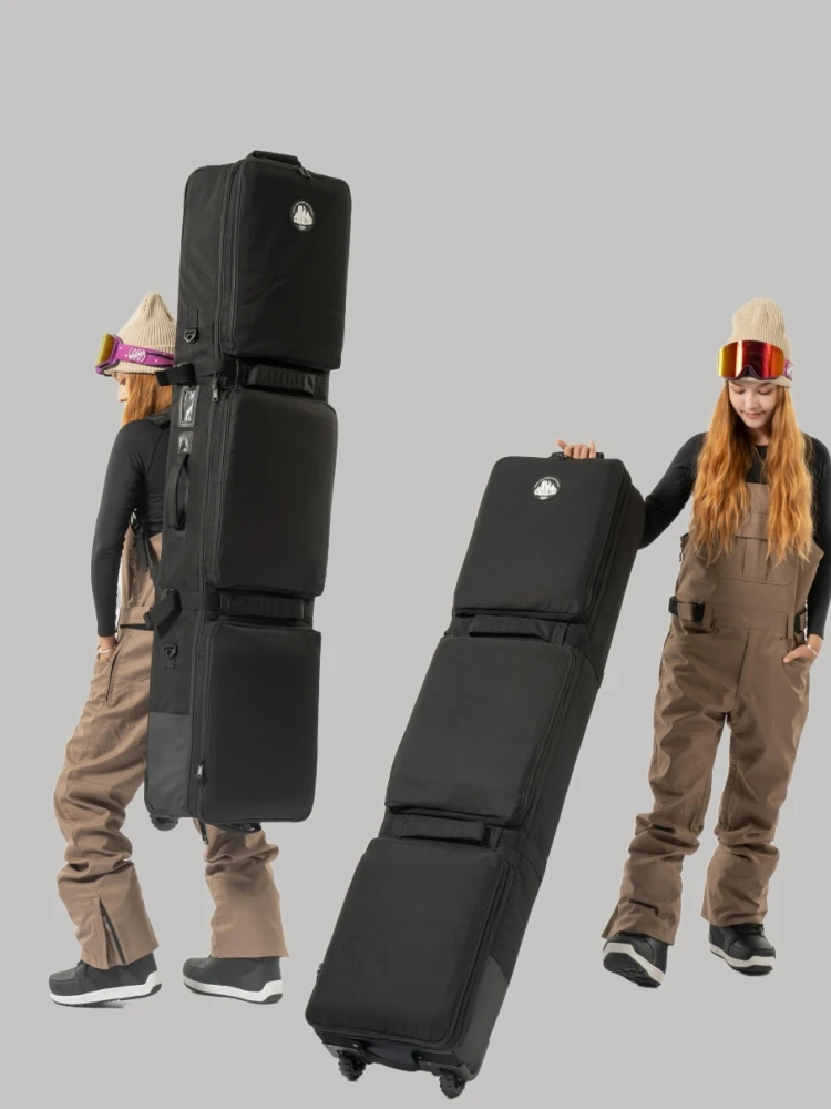 

Large-Capacity Ski Bag with Wheels, Snowboard Bag, Backpack for Single and Double Boards, Stylish Ski Equipment Suitcase, Shoulder Crossbody Snowboard Bag, Black