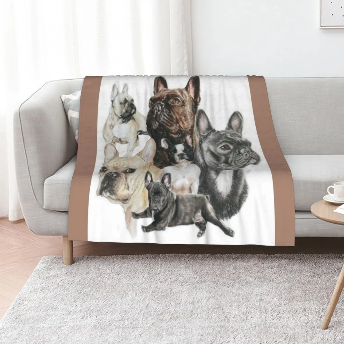 

French Bulldog Montage Throw Blanket Travel Sofa Quilt Custom Luxury St Blankets