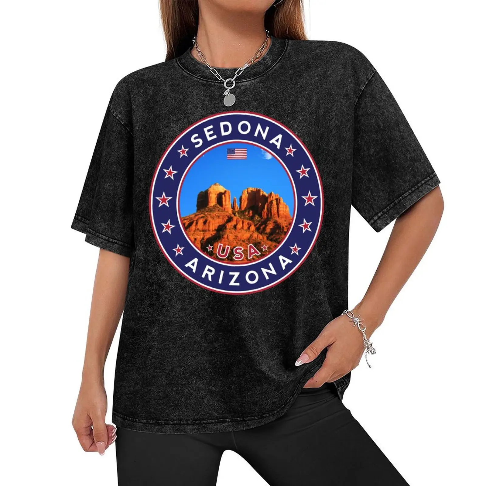 Sedona, Arizona, Sedona Arizona, tshirt, blue bg T-Shirt tshirts personalised baggy shirts summer clothes mens fashion