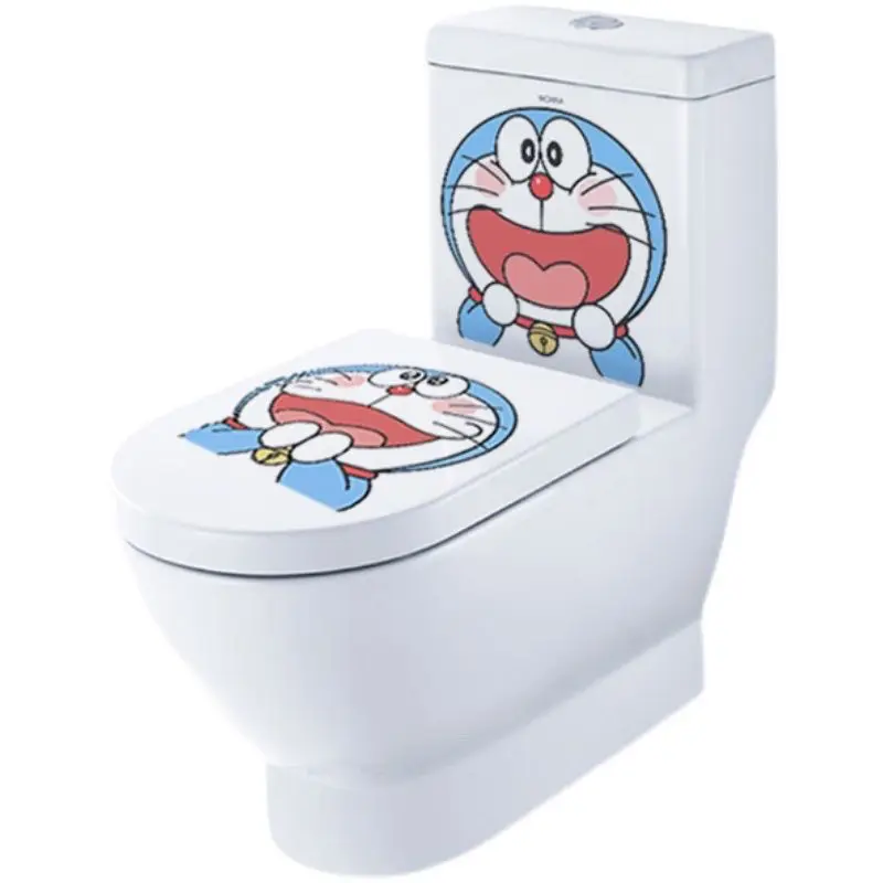 Doraemon Toilet Stickers Decorative Bathroom  Lovely Animal Beautification Decoration Toilet Lid Home Cartoon Decoration Decals