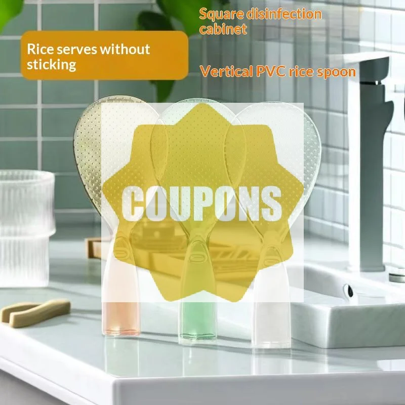 Standable Rice Spoon Non Sticky Rice Serving Scoop Thick Transparent PVC Rice Paddle Heat Resistant For Kitchen Rice Cooker Use